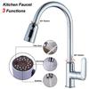 Brass Kitchen Faucet With Dual Outlet Pull-Out Spray Head Rotating Swivel Spout Hot Cold Mixer Tap Sink