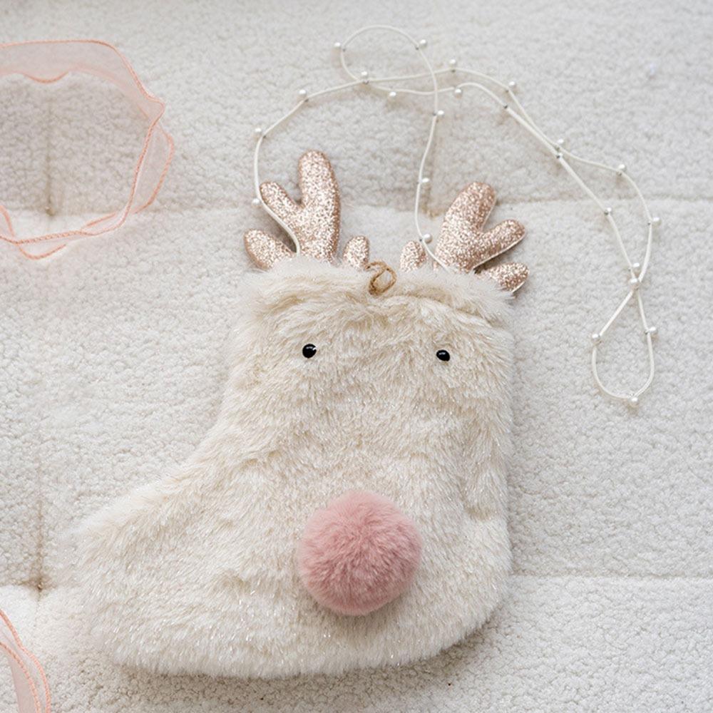 

Плюшевый Рождественский Чулок Бусины Цепочка Мультяшный Лось Сумка через Плечо Подвесные Украшения Розовый Белый Рождественский Подарочный Мешок Кристмас 14x16cm белый
