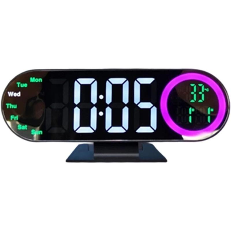 Digital Alarm Clock, LED Mirror Time Date Machine, Digital Bedroom Clocks, for Home Nightstand Workplace Travel Dorm Kitchen Counter Study Room