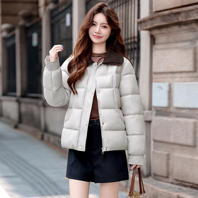 Autumn and winter versatile small man winter down cotton clothes women's fashion short lapel thickened cotton coat tide