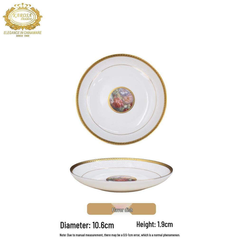 Karosa Light Luxury Bone China Gold Flower Design Tableware Set for Breakfast & Afternoon Tea.