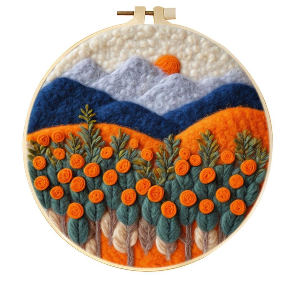 1 stk Grønn plante og landskapsmønster Broderisett, Filtmaling DIY-gave