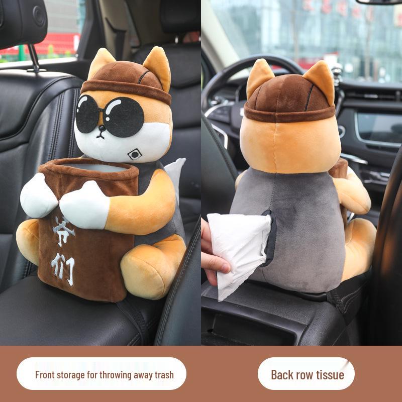 Creative Car Armrest: Two-in-One Tissue Holder & Trash Can - Cute Car Interior Decoration