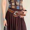 Korean Women's Belt Coffee Dress Jeans Belt Fashionable Wide Waist Belt  Streetwear