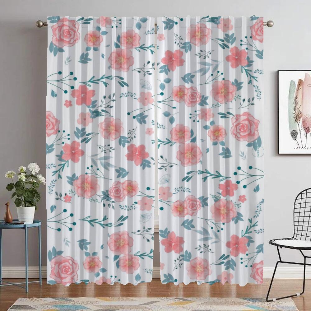 Zasłony w kwiaty Zasłona zaciemniająca do pokoju dziecięcego do pokoju 2 panele Zasłony do wnętrza domu Dekoracja na Halloween Zasłony działowe Do salonu