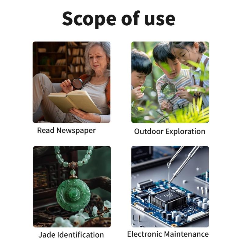 3X Magnification Magnifying Glass 72 LED Light 3 Lighting Modes Rechargeable Magnifier USB Rechargeable Large Lens