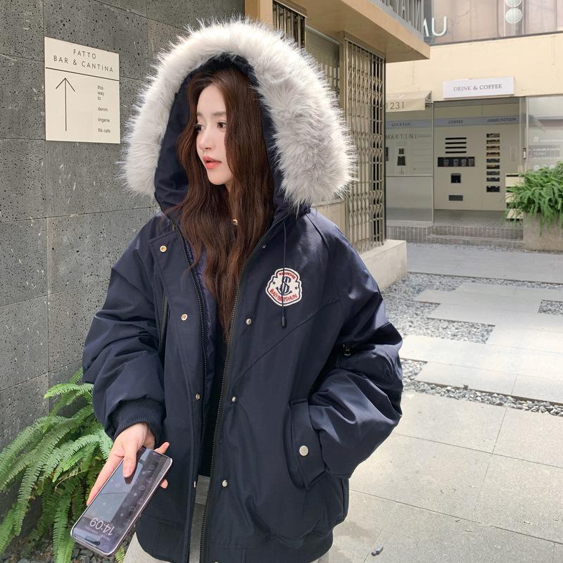Women's clothing retro pie overcomes fur collar jacket hooded thickened winter cotton-padded clothes