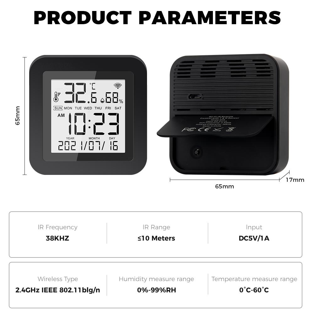 Telecomandă Universală Infraroșu WiFi Inteligentă Tuya, Senzor Infraroșu Inteligent Digital LCD de Temperatură și Umiditate, Alice