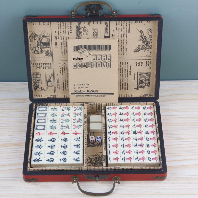 Antikes Mahjong-Set: Reisegröße bis Groß mit Lederbox und Geschenkhinweisen