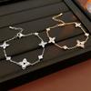 Elegant Zircon Flower Starburst Bracelet Women Gold Plated Copper Minimalist Chic Daily Wear Jewelry