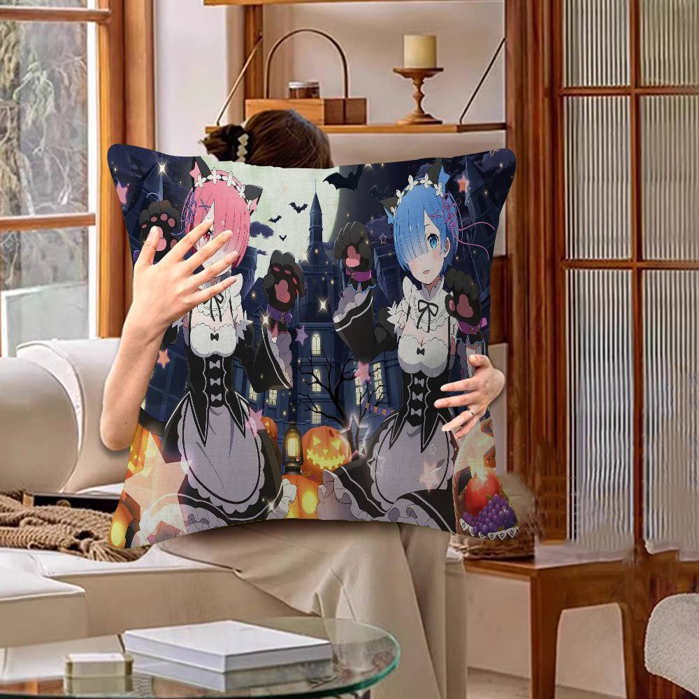 Anime Re Zero Rem Gaming Cushion Cover Pillowcase Upholstery Sofa Throw Pillow Home Decor Pillowcas