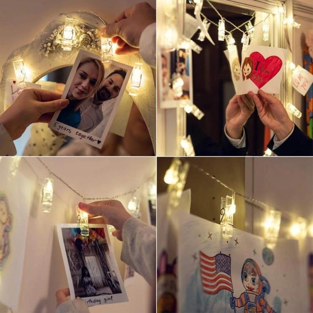 10 LED Photo Clips String Lights Hanging Cards Holder Holiday Lamp Gifts Decorative Light
