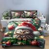 Christmas Owl with Santa Hat Bedding Duvet Cover Set  (1*Duvet Cover 2*Pillowcases, without duvet insert)