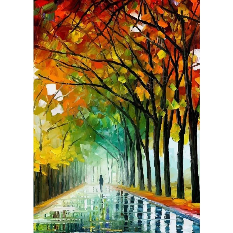 Classic Abstract Artwork Rainy Night Couple Landscape Poster Canvas Painting Wall Art Pictures Home Room Interior Decor Gift