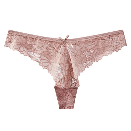 Women's Lace Thongs Sexy T Back Low Waist See Through Bikini Panties Seamless Stretch No Show Underwear