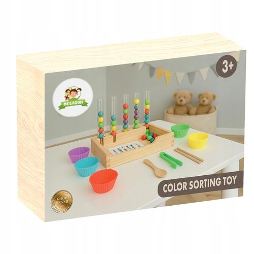 Układanka Edukacyjna Drewniana Sorter Montessori Nauka Liczenia Kolorów
