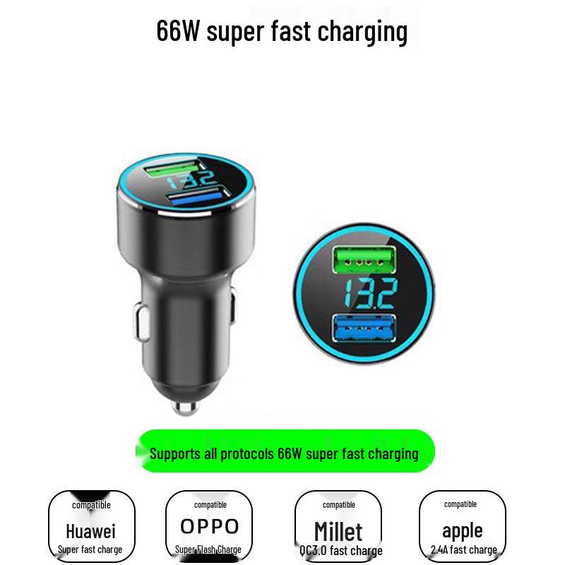 66W Dual-USB-Autoladegerät - Schnelles Laden für Mobiltelefone