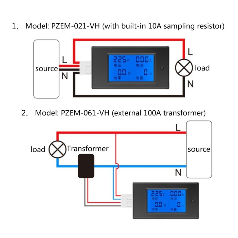 Digital Multimeter AC80-260V Multimeter with Backlit Ammeter Voltmeter Multifunction Monitoring