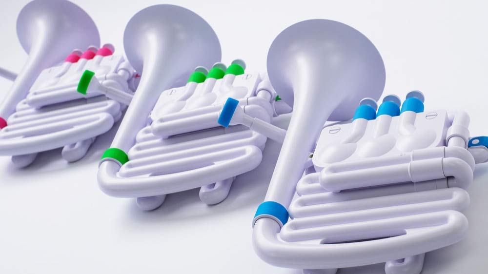 NUVO Plastic Wind Instrument Fully Waterproof Bb/C jHorn White/Blue N610JHWBL (Includes Dedicated Semi-Hard Case)