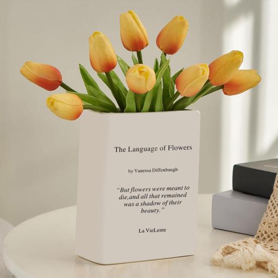Book Vase The Language of Flowers Plants Vase Aesthetic Living Room Bedroom Home Office Decoration Book Lovers Gifts