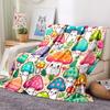 Fun Mushroom Digital Print Throw Blanket, Soft Cozy Warm Blanket for Bed Sofa Couch Camping, Birthday Holiday Gift, 1PC