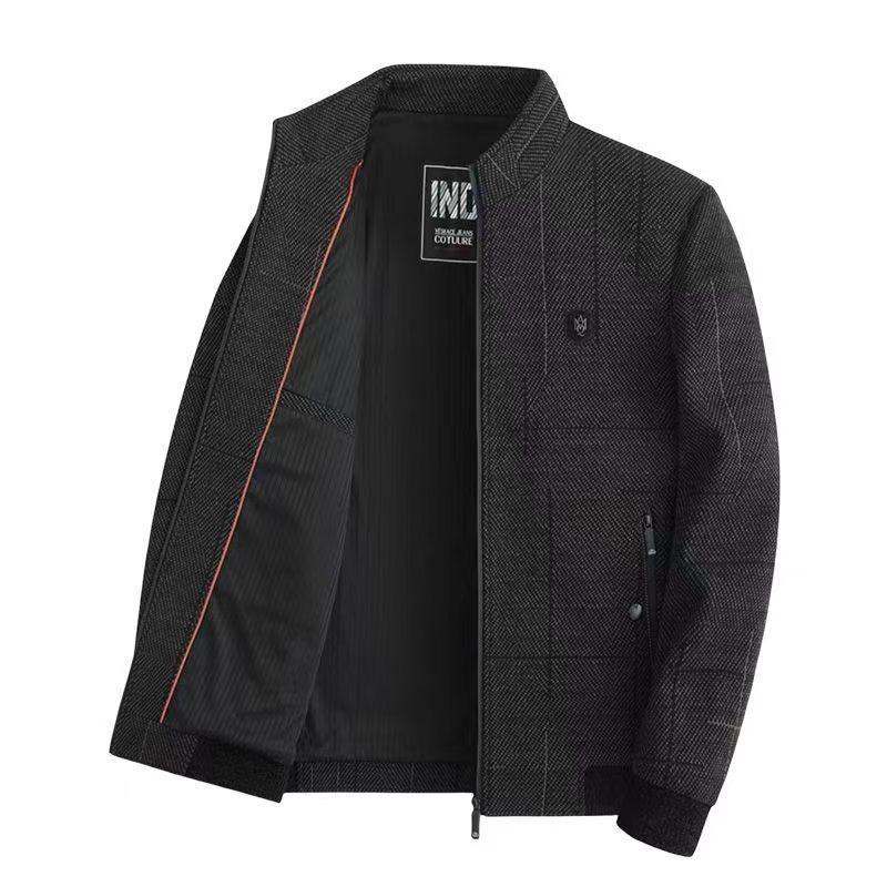 Thick Chenier Men's Dad Spring and Autumn Jacket Medium Old Father Jacket Casual Lapel New