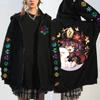 Felpa con cappuccio e zip foderata in pile oversize unisex per giovani, abbigliamento casual autunnale