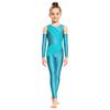 Girls Sparkly Rhinestone Dance Bodysuit Sleeveless U Back Mesh Overlay Ruched with Detachable Arm Sleeves for Gymnastics Competition