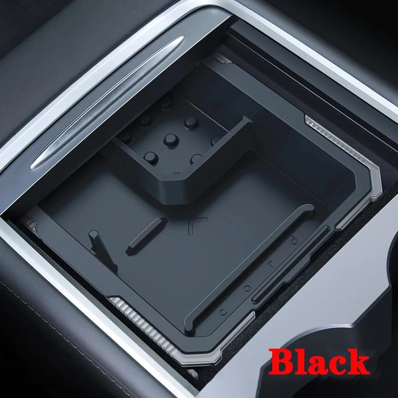 For Tesla Model 3 Model Y Upgraded Silicone Double Layer Hidden Center Console Organizer Tray Box for Interior Accessories