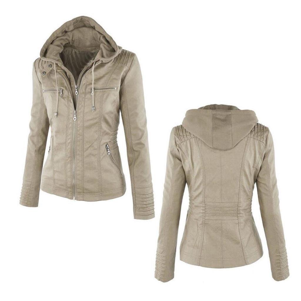 Stupenda Giacca con Cappuccio in Pelle da Donna Parka Sottile Perfetta per l'Abbigliamento Invernale