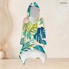 Women Plus Size Two Piece Set Hooded Long Sleeve High Low Top Tropical Leaf Printed Fitted Pants