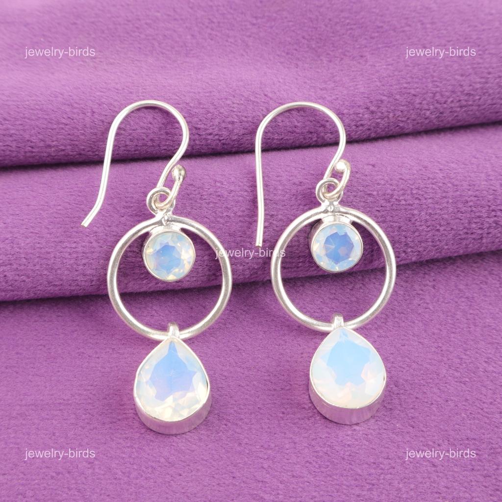 Pear Natural Milky Opal 925 Silver Mother Gift New Dangling Anniversary Earrings EE-140-4