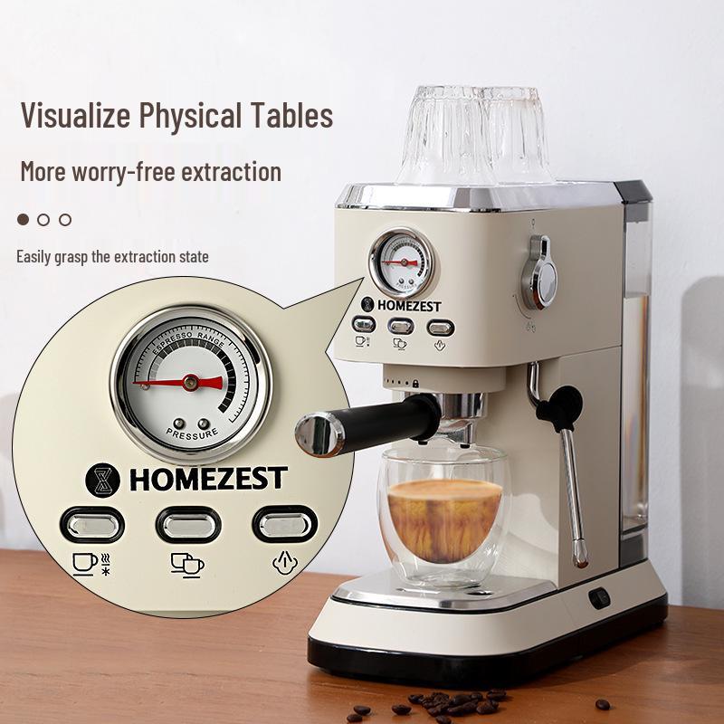 Italian Stainless Steel Semi-Automatic Espresso Machine with High-Pressure Extraction and Integrated Milk Frother
