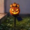 Halloween Party Accessory Solar Pumpkin Garden Stake Light, Waterproof Resin LED Jack O Lantern Lantern, Spooky Yard Lighting for Outdoor