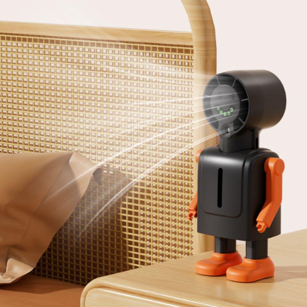 Cute Robot Shape Misting Handheld Fan LED Screen Display Mini Fan Rechargeable Fan  Camping Travel