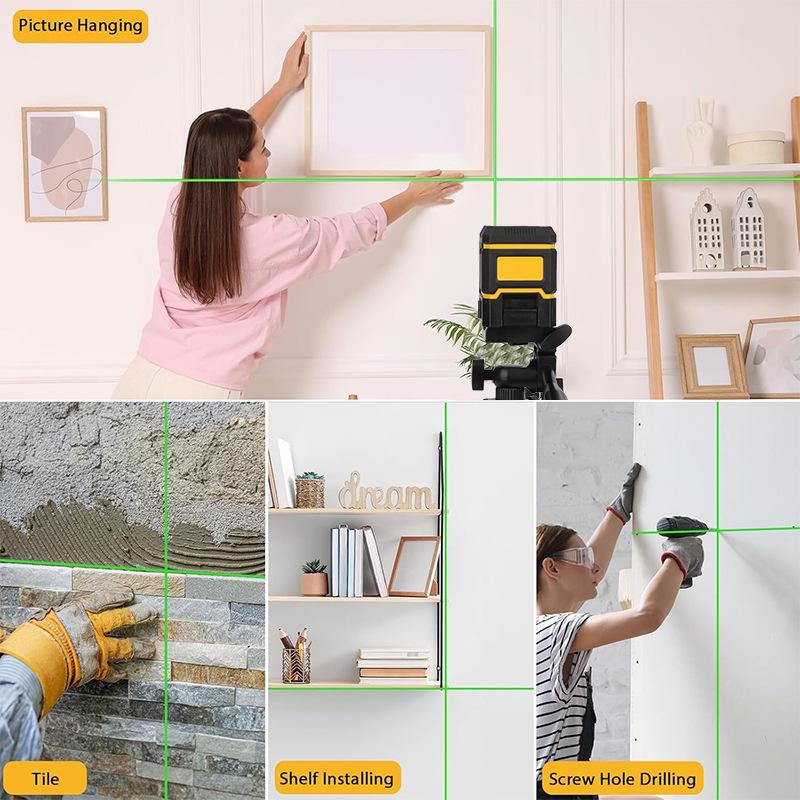 Portable High-Precision Cross Mini 2-Line Green Laser Level with Infrared Fine Line Projection