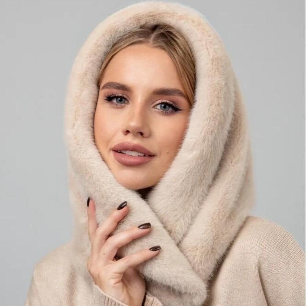 Thick Warm Winter Fur Hat Soft Knitted Hat Scarf New Fur Neck Collar for Women