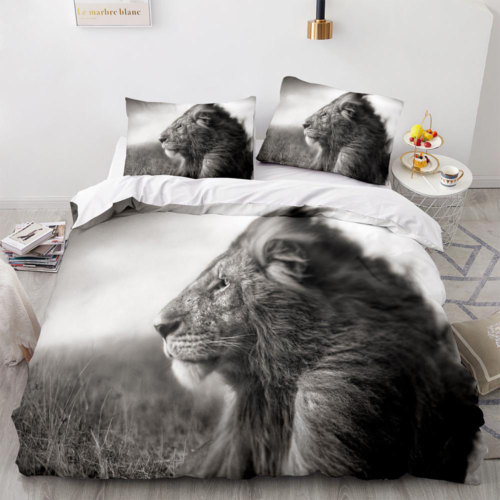 Beast Lion Bedding Set Single Twin Full Queen King Size Animal Bed Set Aldult Kid Bedroom Duvetcover Sets 3D Print 030