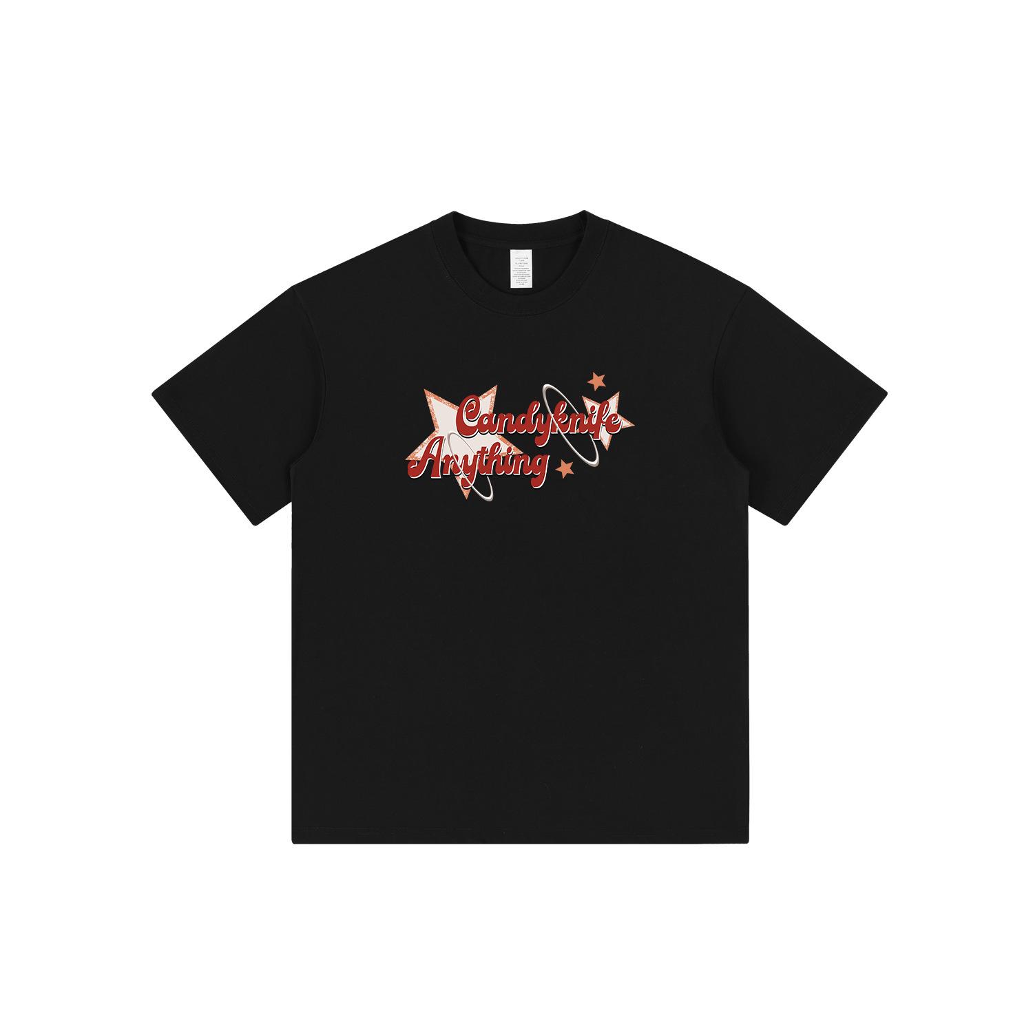 

Унисекс Минималистичная Хлопковая Футболка в Хип-Хоп Стиле с Принтом Звезды 3XL чёрный