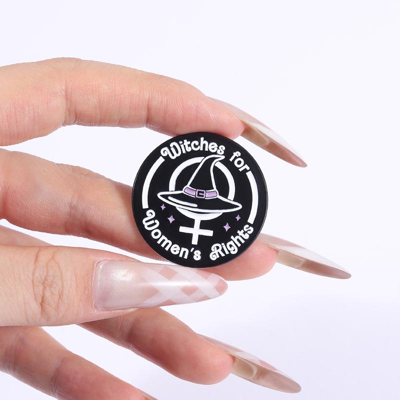 Witchy Feminist Enamel Pins Exorcise The Patriarchy Brooches Lapel Badges Punk Gothic Jewelry Gift for Friends
