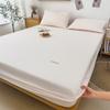 100% Cotton Solid Color Fitted Sheet 3Pcs Mattress Cover with Elastic Band Skin-friendly Soft Home Hotel Queen Size Bedding Set