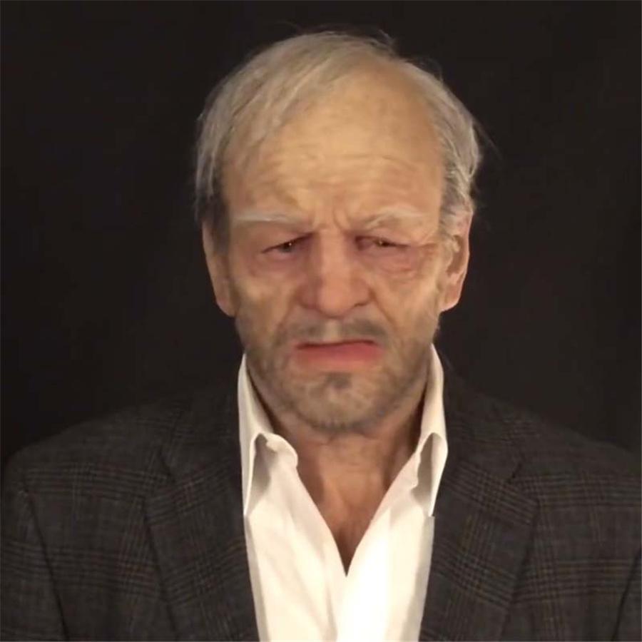Simulation Latex Head Cover Old Man Grandpa Cosplay Halloween Headgear Prop Mask