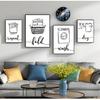 Sign Black White Pictures Bathroom Home Decor Modular Wall Art Print Canvas Painting Nordic Poster Wash Dry Fold Repeat Laundry