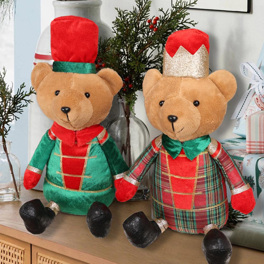 1PC Decoration Bear Doll 37*23cm Christmas Creative Cartoon Bear Sitting Ornaments Christmas Window Decorations DIY Decor Parts