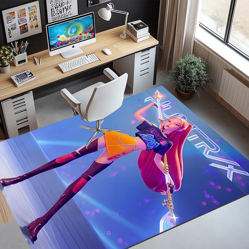 KPop Demon Hunters Pattern Rug, Indoor/Outdoor Mat, for Picnic, Gameroom, Bedroom, Office, Living Room, Home Decor Carpet, Birthday Gift
