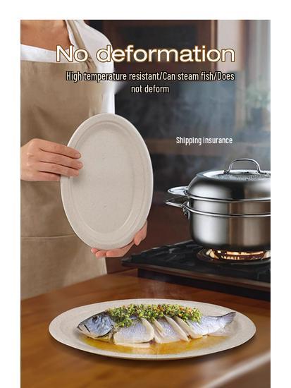 Large Round Disposable Dinner Plate - Thickened Rice Husk, Food-Grade, Ideal for Weddings & New Year Celebrations