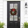 Yousheng Christmas Wreaths for Front Door Artificial Greeney Wreath with Bow And Red Berries for Holiday Home Wall Fireplace Indoor Outdoor Porch