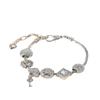 Adjustable Heart Key Bead Bracelet DIY Alloy Charm with Sparkling Rhinestone Jewelry