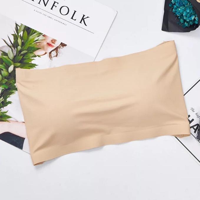 Summer Cross Ice Silk Strapless Bandeau with Invisible Chest Pad One Size