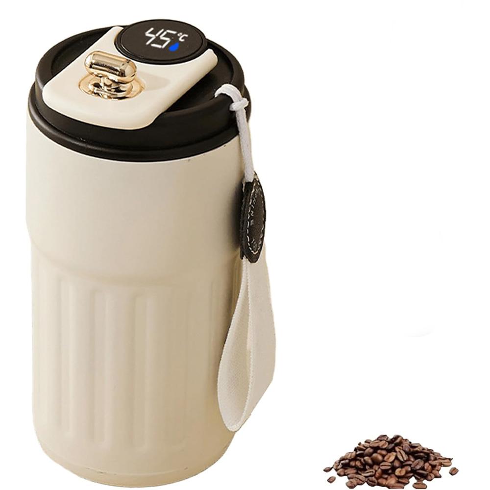 Kaffeetasse mit Temperaturanzeige, LED-Temperaturanzeige Kaffeetasse Edelstahl Thermoskanne, Intelligente Kaffeetasse mit Deckel